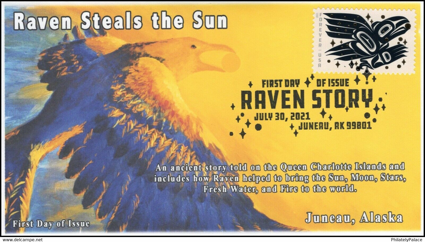 2021 NEW *** USA Raven Story, Bird Aves Birds FDC First Day Cover, Pictorial Postmark, Juneau AK,  (**) - Lettres & Documents