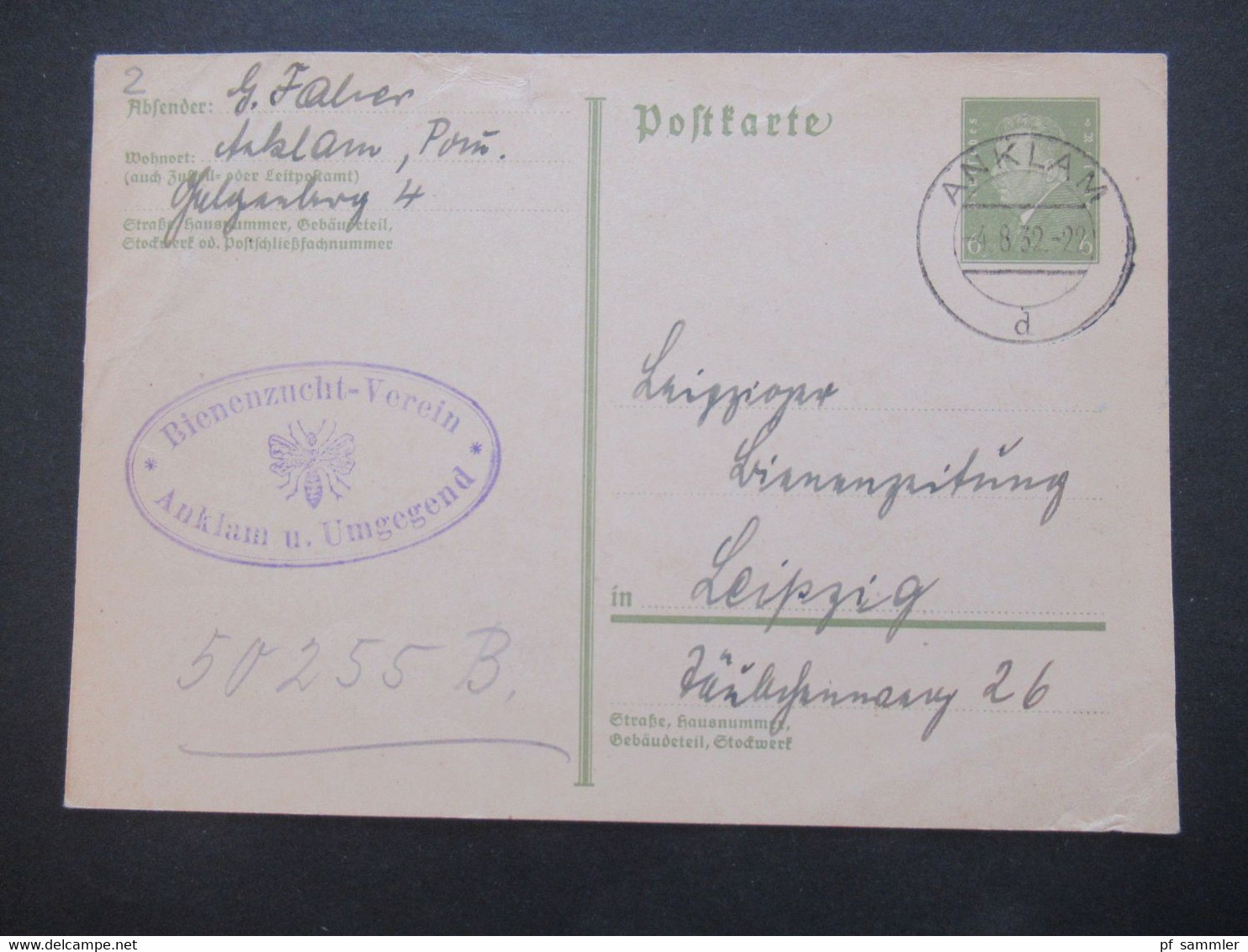 DR 1932 / 33 Pommern / Vorpommern OPD Stettin 40 Ganzsachen Verschiedene Orte! Alle Nach Leipzig An Die Bienen Zeitung - Collections (sans Albums)