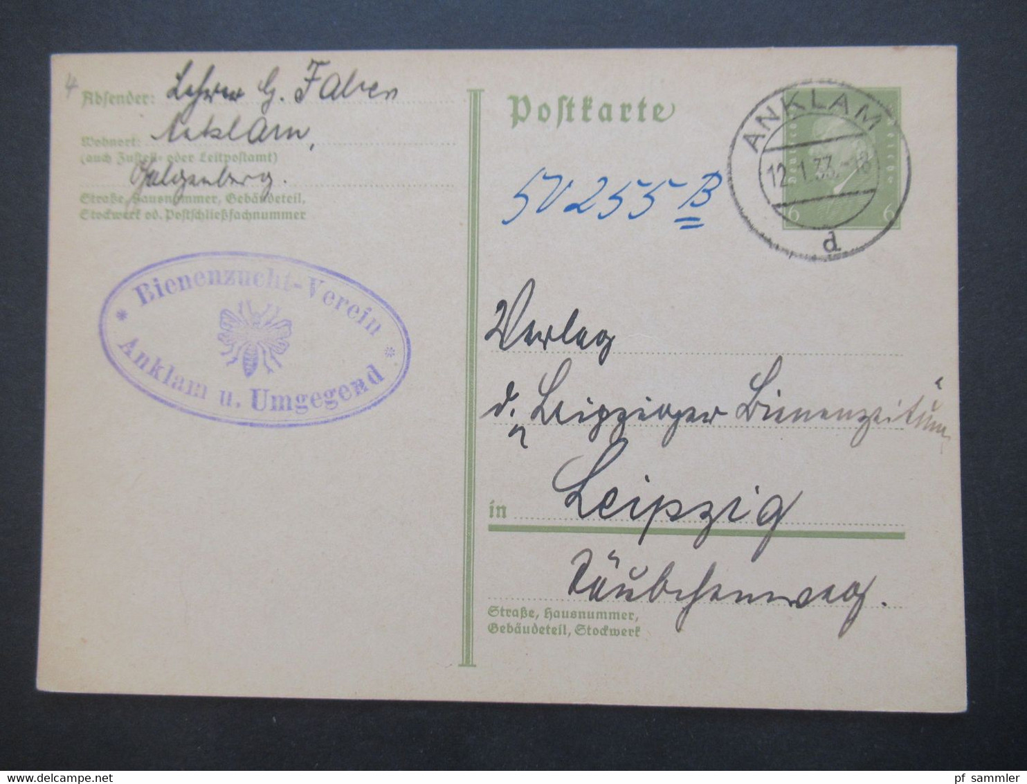 DR 1932 / 33 Pommern / Vorpommern OPD Stettin 40 Ganzsachen verschiedene Orte! Alle nach Leipzig an die Bienen Zeitung