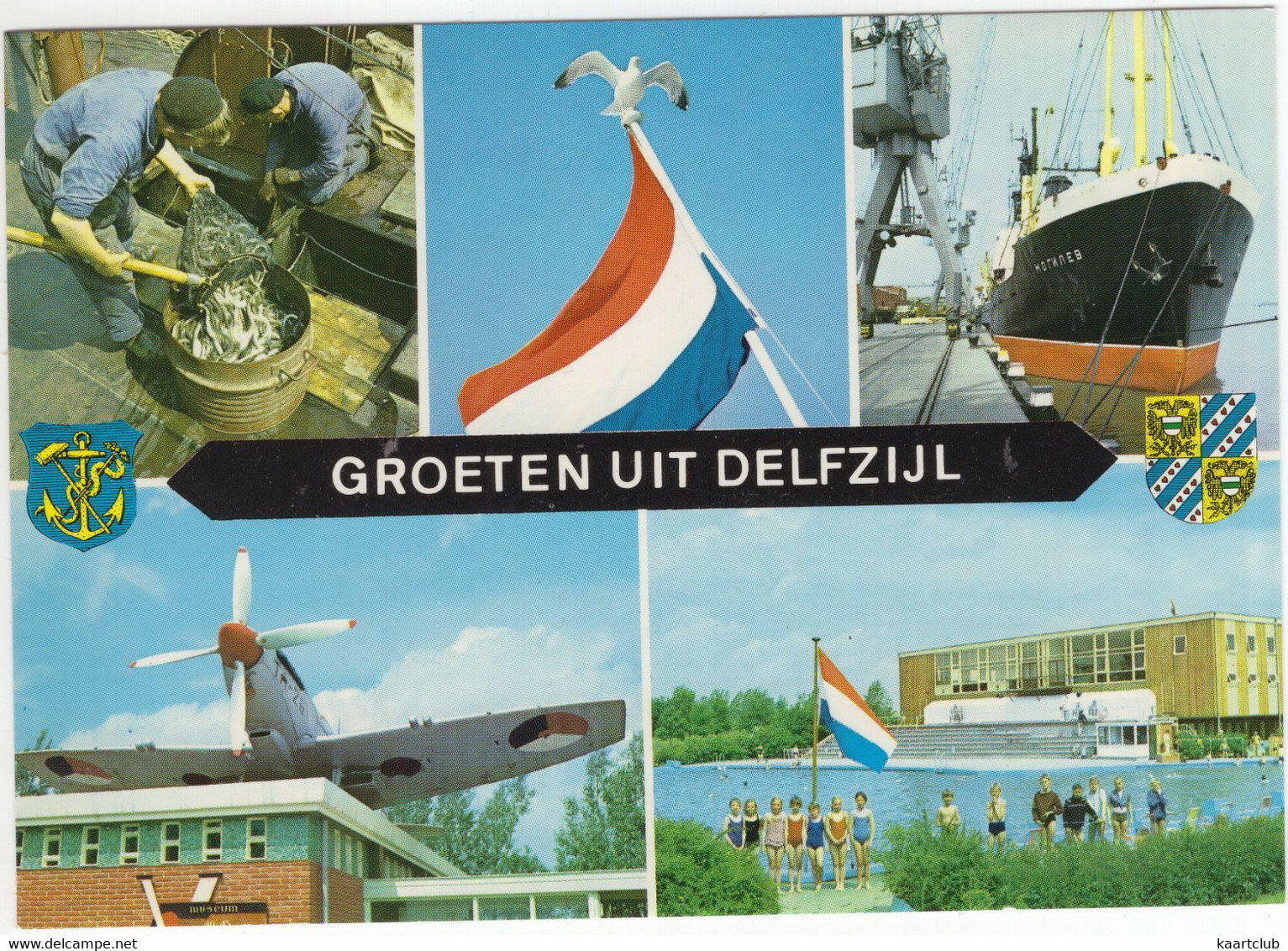 Delfzijl: SILVER 'SPITFIRE' MJ271 Vliegtuig, Oorlogsmuseum, Paling, Zwembad, Haven - (Nederland/Holland) - Nr. L 325 - Delfzijl