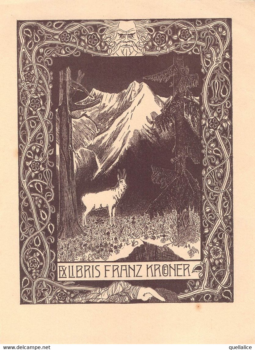 03210 "EX LIBRIS FRANZ KRONER" PAESAGGIO MONTANO - INCISIONE - Exlibris