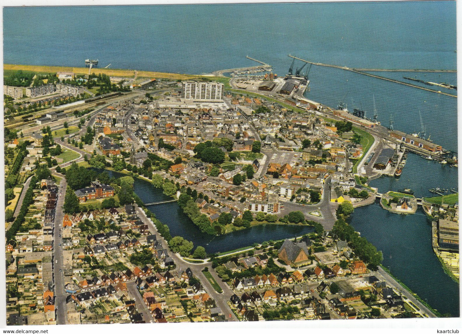 Delfzijl In Vogelvlucht - (Groningen, Nederland/Holland) - Aerophoto-Schiphol No. 30844 - O.a. Kruiskerk, Haven, Dollard - Delfzijl