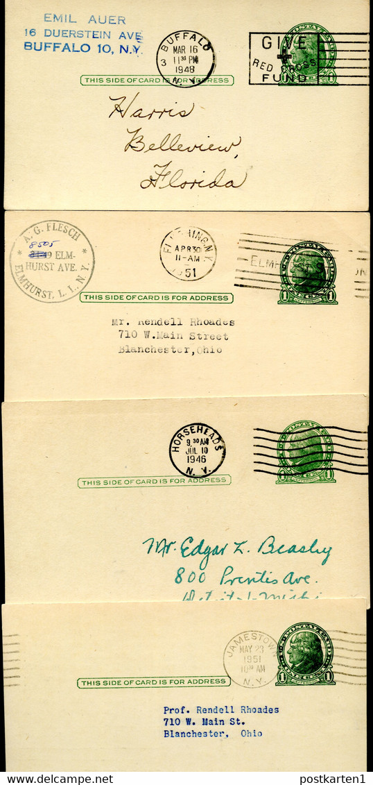 UX27 UPSS S37E 4 Postal Cards Used NEW YORK 1946-51 - 1921-40