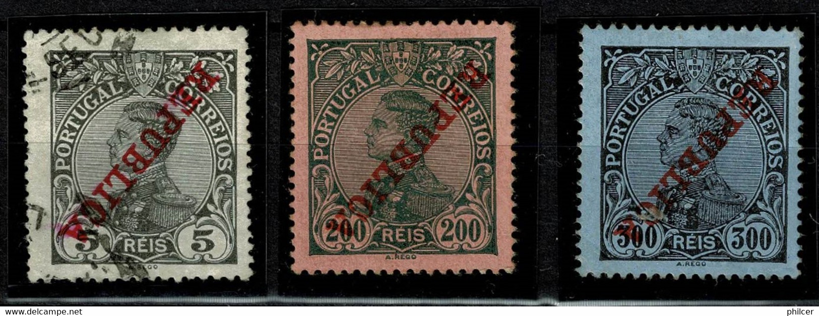 Portugal, 1910, # 171, 180/1, Sob. Invertida, Used And MH - Oblitérés