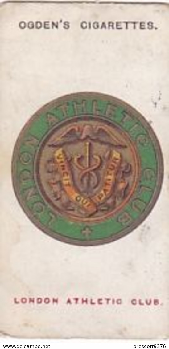 Club Badges 1915 - 21 London Athletics Club  - Ogdens Cigarette Card - Original Antique - Ogden's