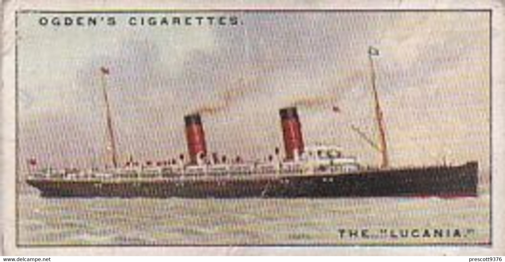 The Blue Riband Of The Atlantic 1929  - 37 Lucania - Ogden's  Cigarette Card - Original - Ships - Ogden's