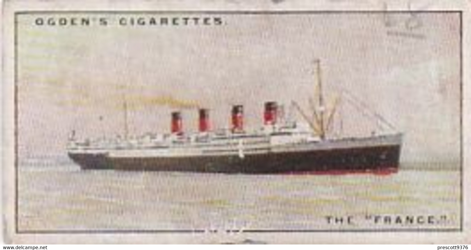 The Blue Riband Of The Atlantic 1929  - 48 The France - Ogden's  Cigarette Card - Original - Ships - Ogden's