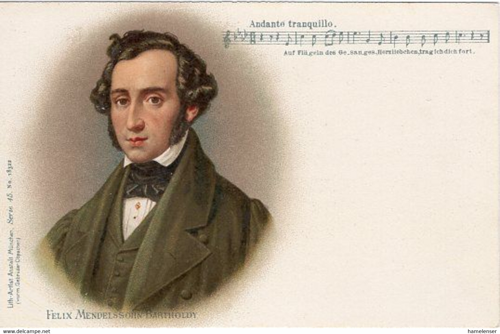 49849 - Deutsches Reich - Ca. 1910 - Color-Ansichtskarte Felix Mendelssohn Bartholdy, Ungebraucht - Música