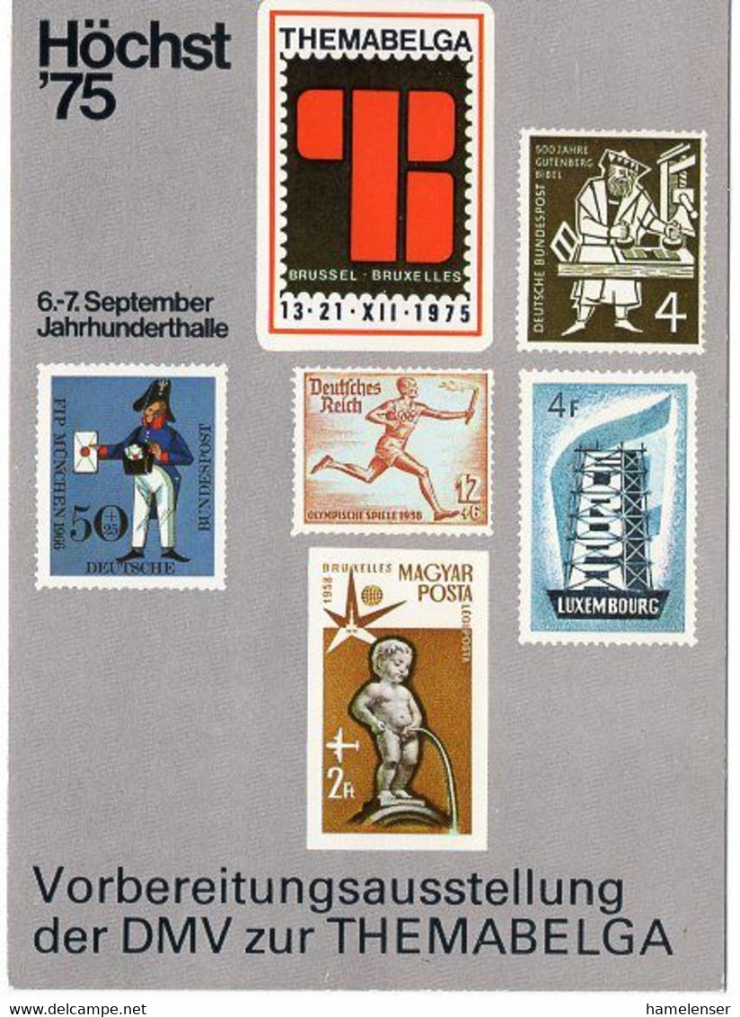 49883 - Bund - 1975 - 40Pfg. Heinemann PGA-Kte., HOECHST '75 / THEMABELGA '75, Ungebraucht - Philatelic Exhibitions