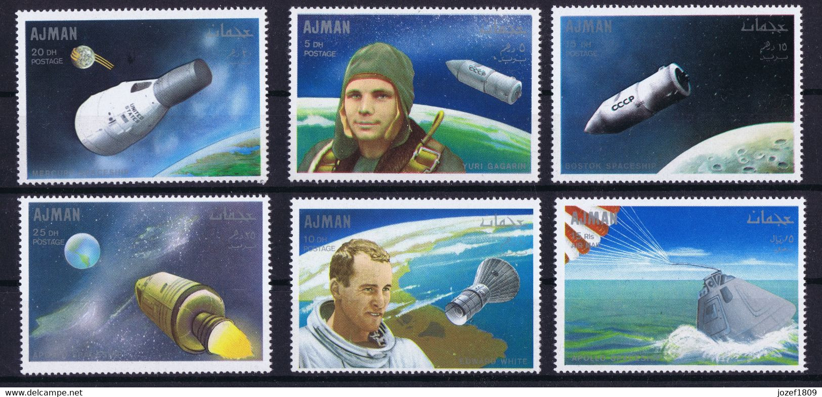 Ajman Space 1968 Pilots And Satellites Of USA And USSR. - Adschman