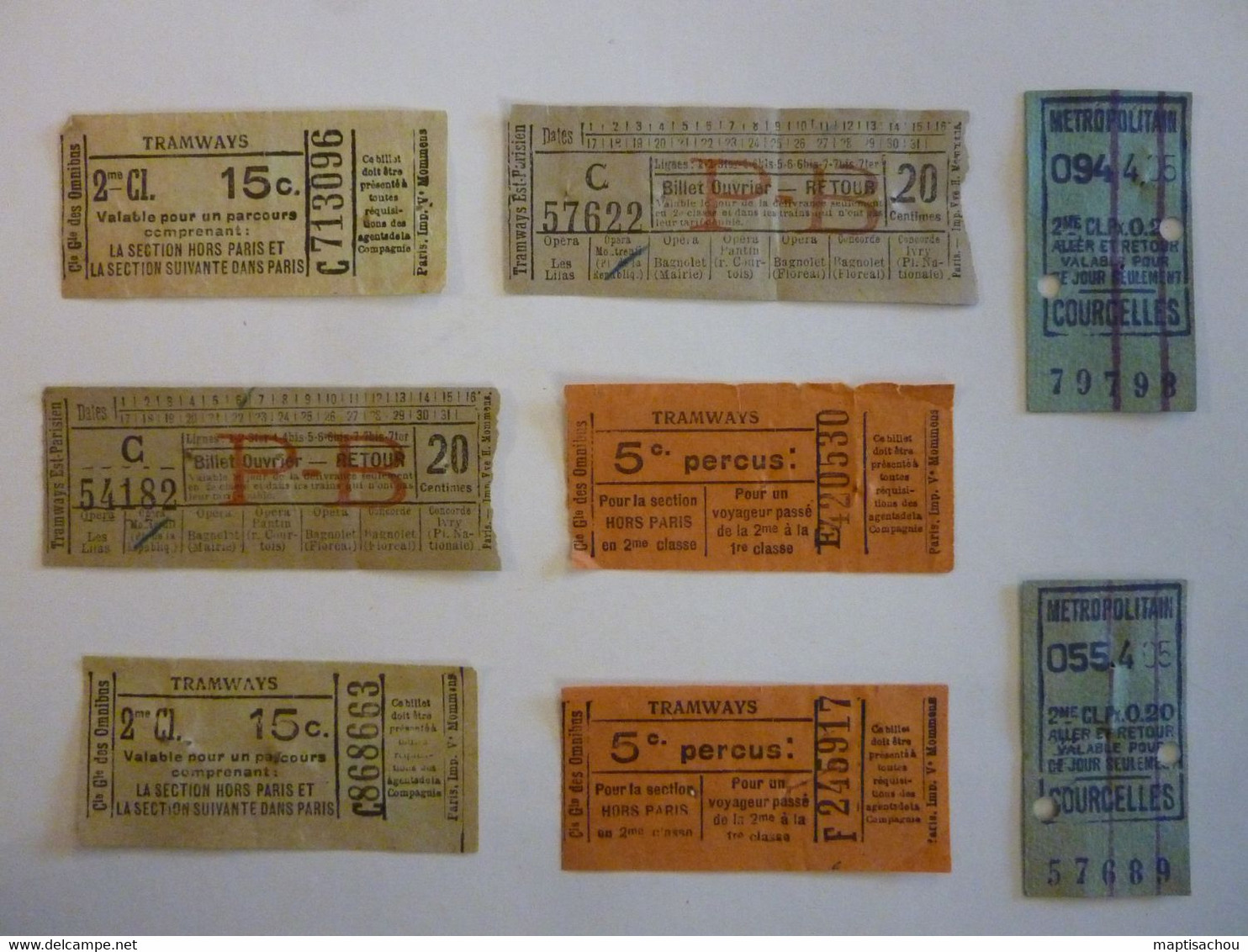 Tickets Metro Et Tramways, Paris 1914 - Europa