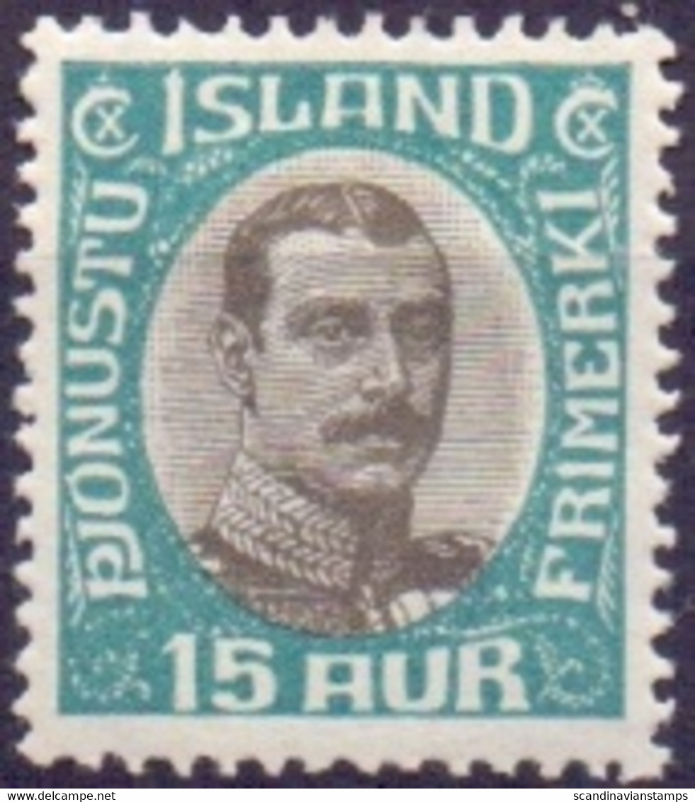 IJSLAND 1930-32 15aur Christian X PF-MNH - Servizio