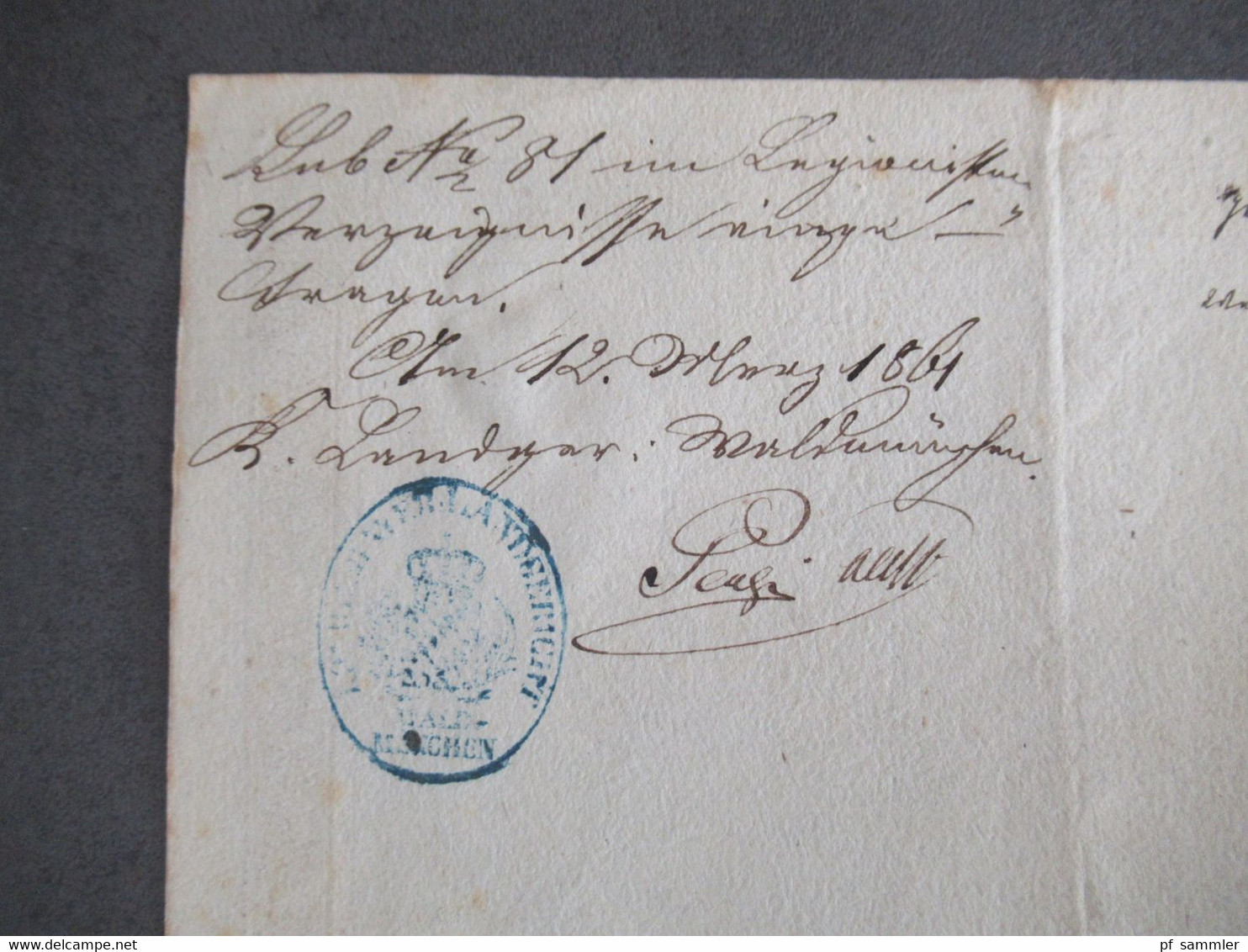 Urkunde Abschied Königlich Bayerische Armee aus dem Jahre 1861 (geboren 1833) Regensburg 11. Infanterie Regiment