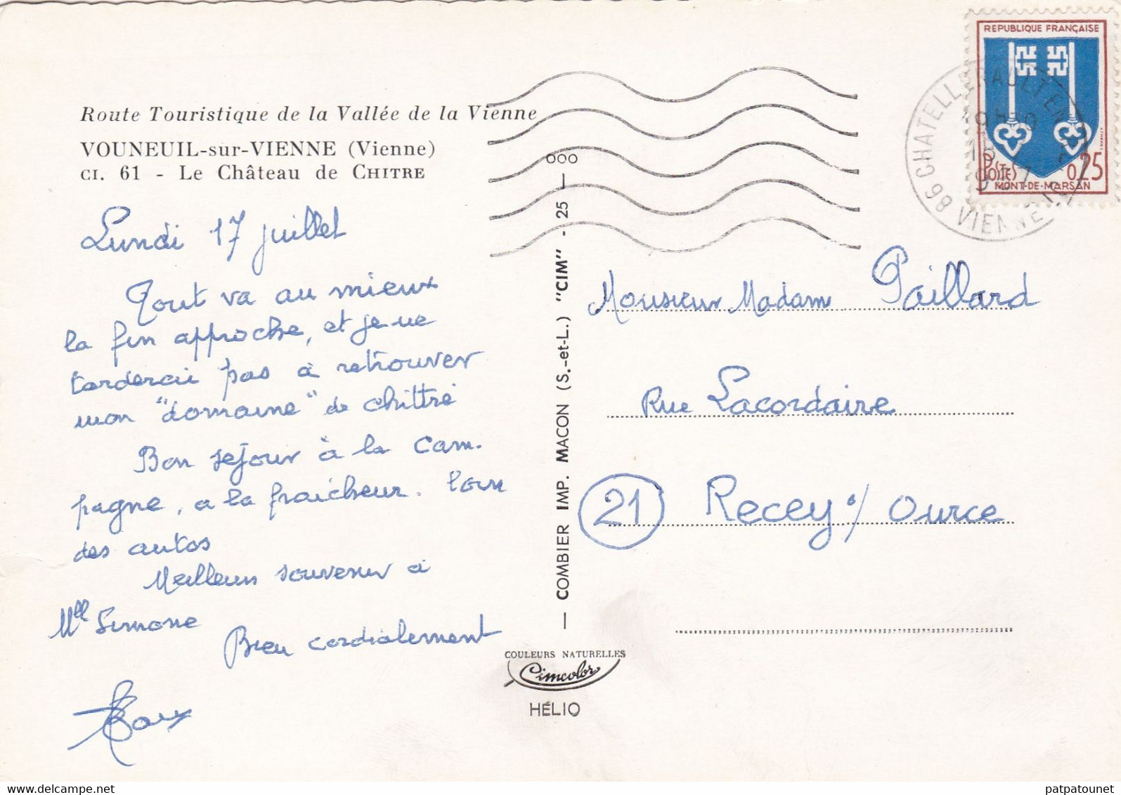 France Carte Postale Vouneuil Sur Vienne Le Château De Chitre - Vouneuil Sur Vienne