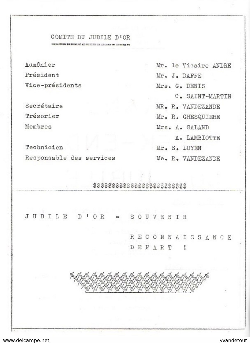 Programme. Jubilé D'Or. 1968/69. Wallon. Malonne. Namur - Programma's