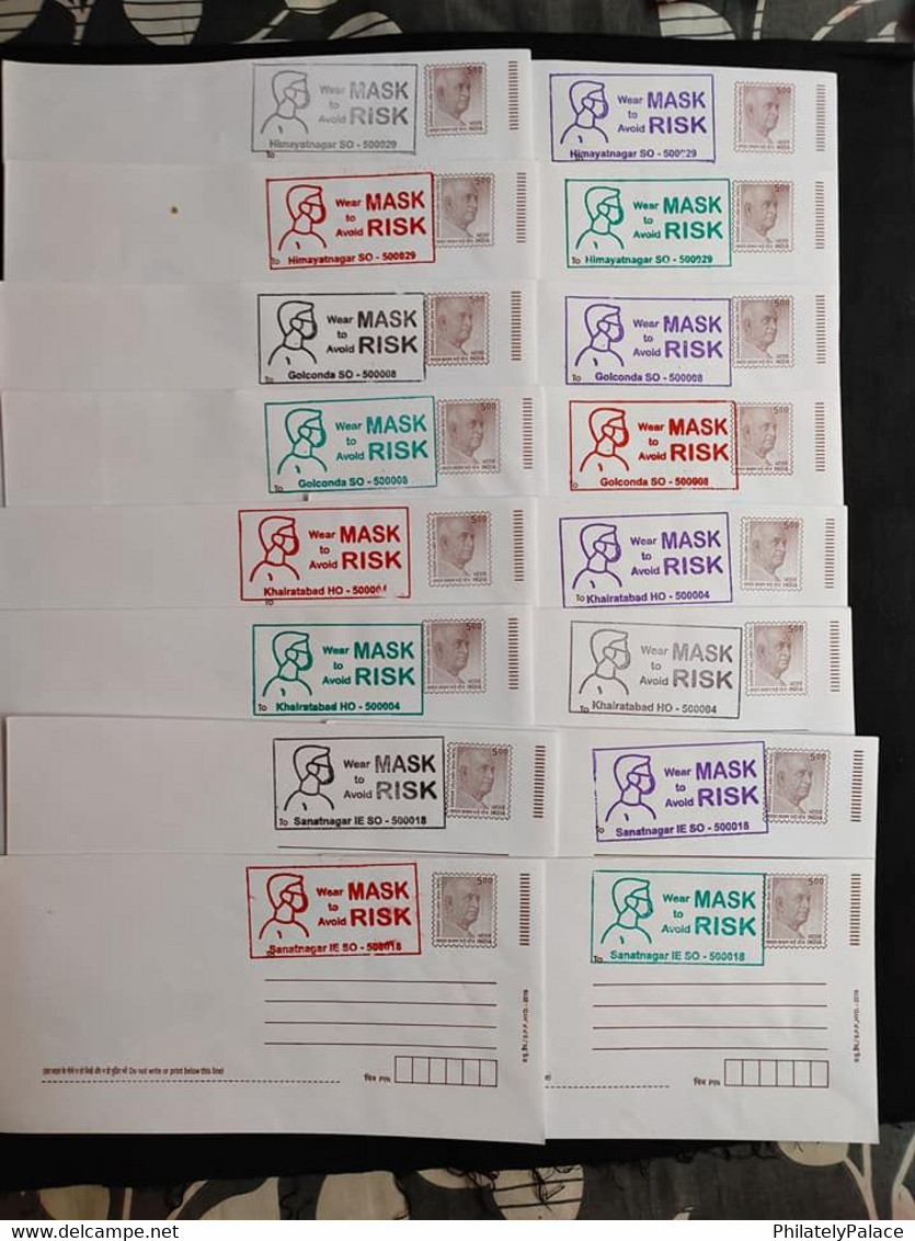 2021 NEW *** India 32 Different 8 Places Covid-19 Wear Mask Cancellation Corona Virus MNH Doctor Coronavirus (**) - Lettres & Documents