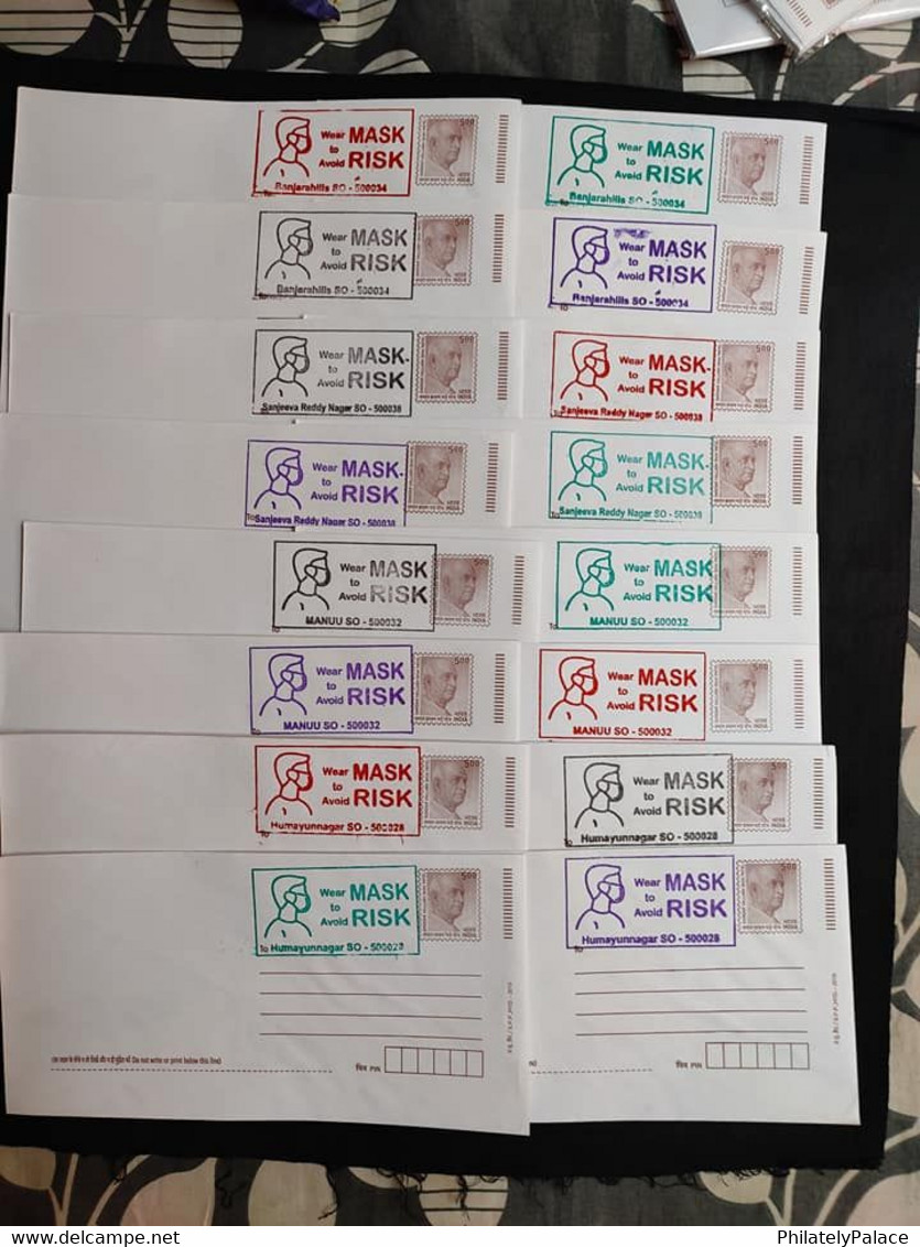 2021 NEW *** India 32 Different 8 Places Covid-19 Wear Mask Cancellation Corona Virus MNH Doctor Coronavirus (**) - Covers & Documents