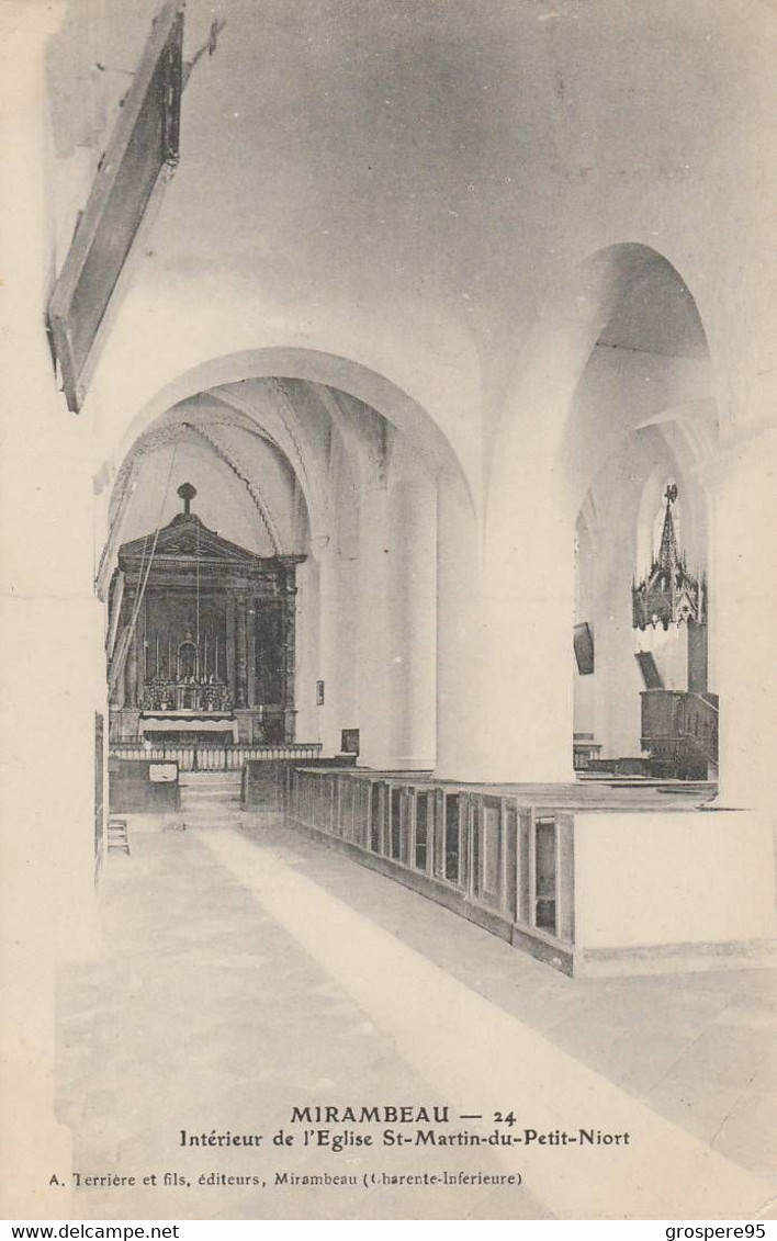 MIRAMBEAU INTERIEUR DE L'EGLISE SAINT MARTIN DU PETIT NIORT 1909 RARE - Mirambeau