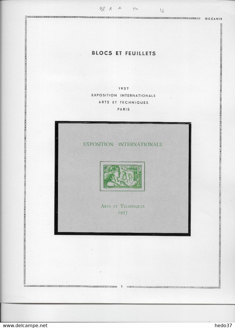 Océanie BF N°1 - Collection Vendue Page Par Page - Neuf * Avec Charnière - TB - Blocchi & Foglietti