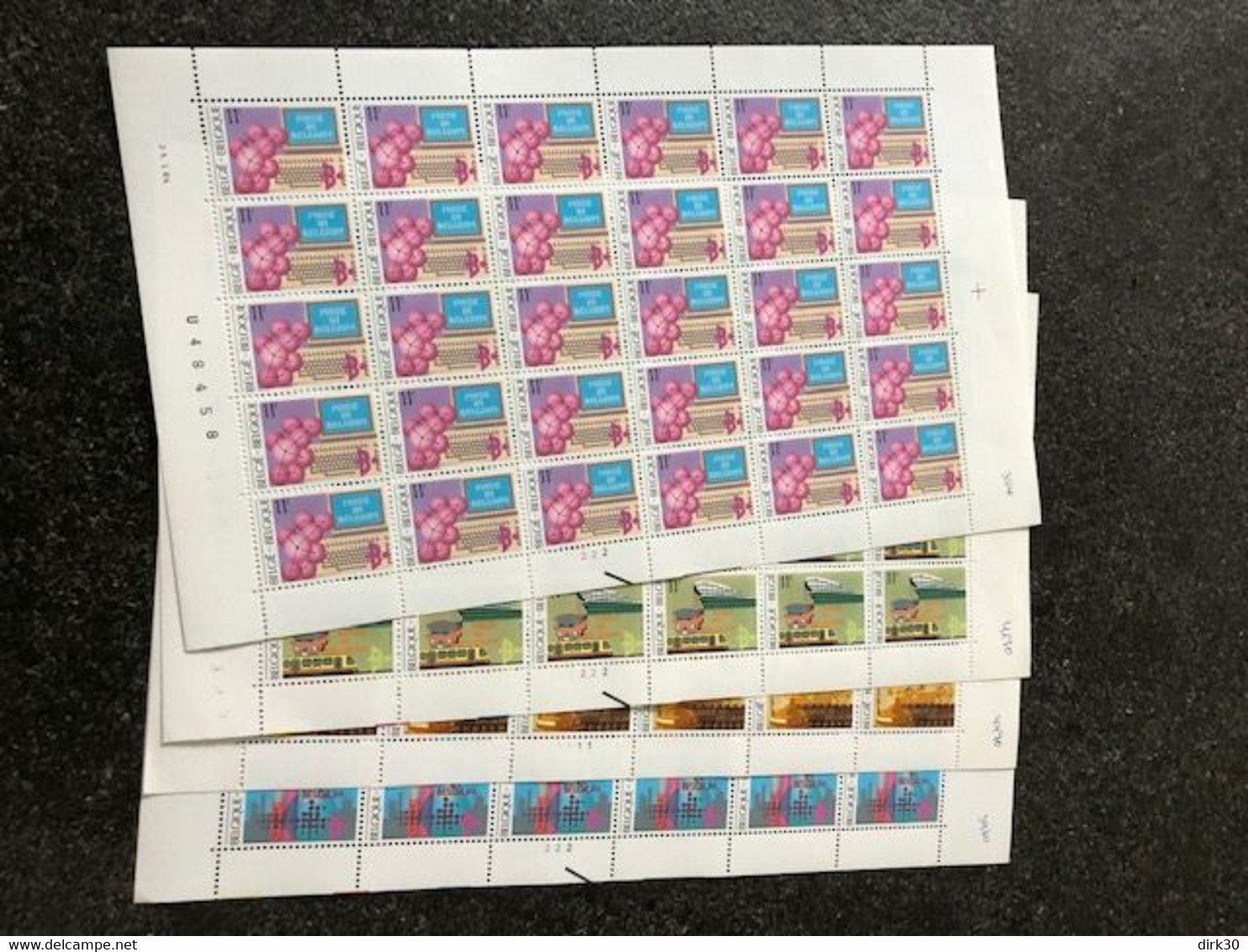 Belgie 1984 2114/17 EXPORTS BEER CHEMISTRY SHIP TRAIN BUS TRAM FULL SHEET MNH PLAATNUMMER 1222 - 1981-1990