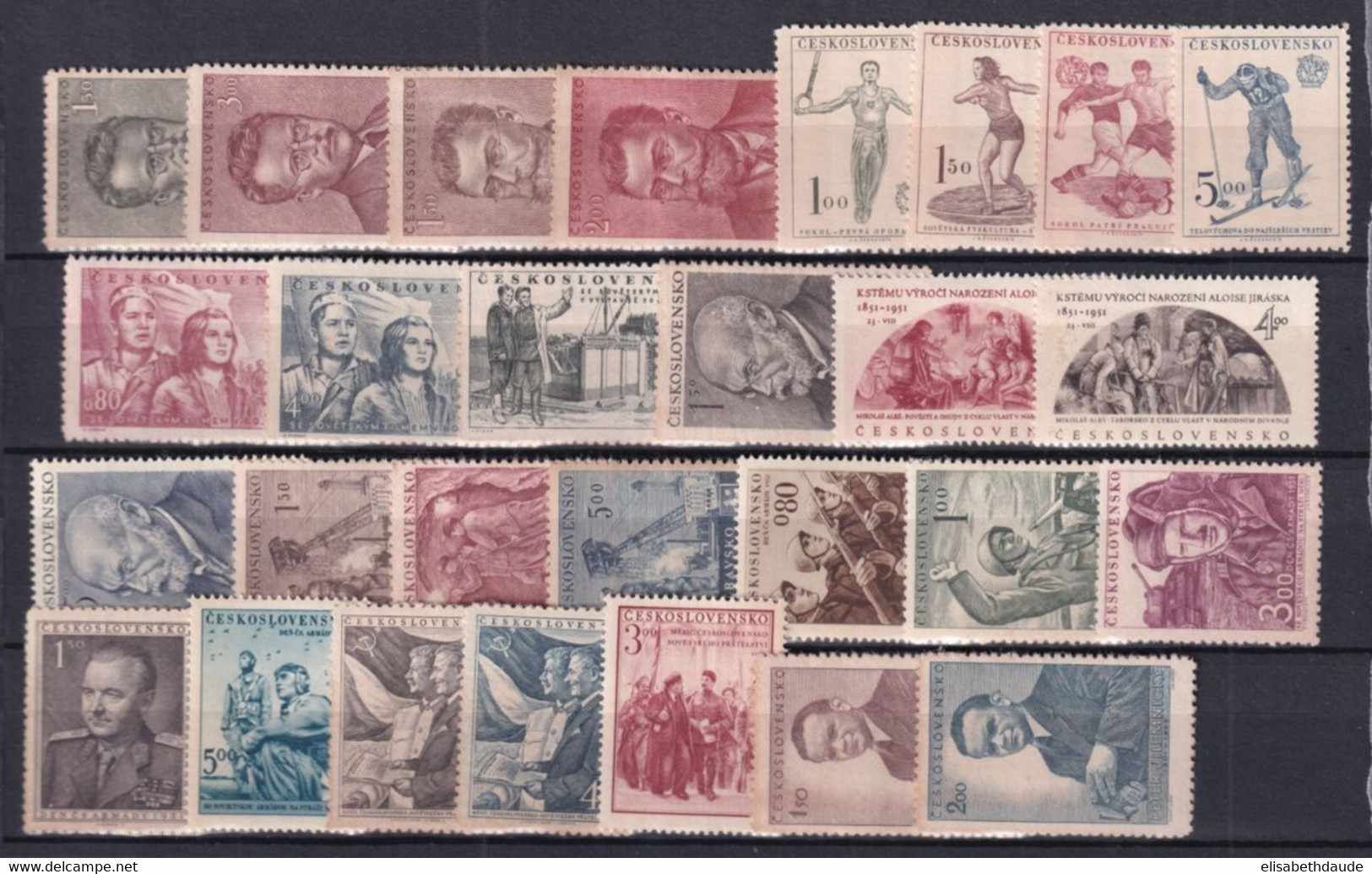 TCHECOSLOVAQUIE - 1950/1951 - YVERT N°526/609 (SAUF 553A/553D) ** MNH (PARFOIS * MLH/MH) - COTE 2013 = 113.5 EUR - Nuevos