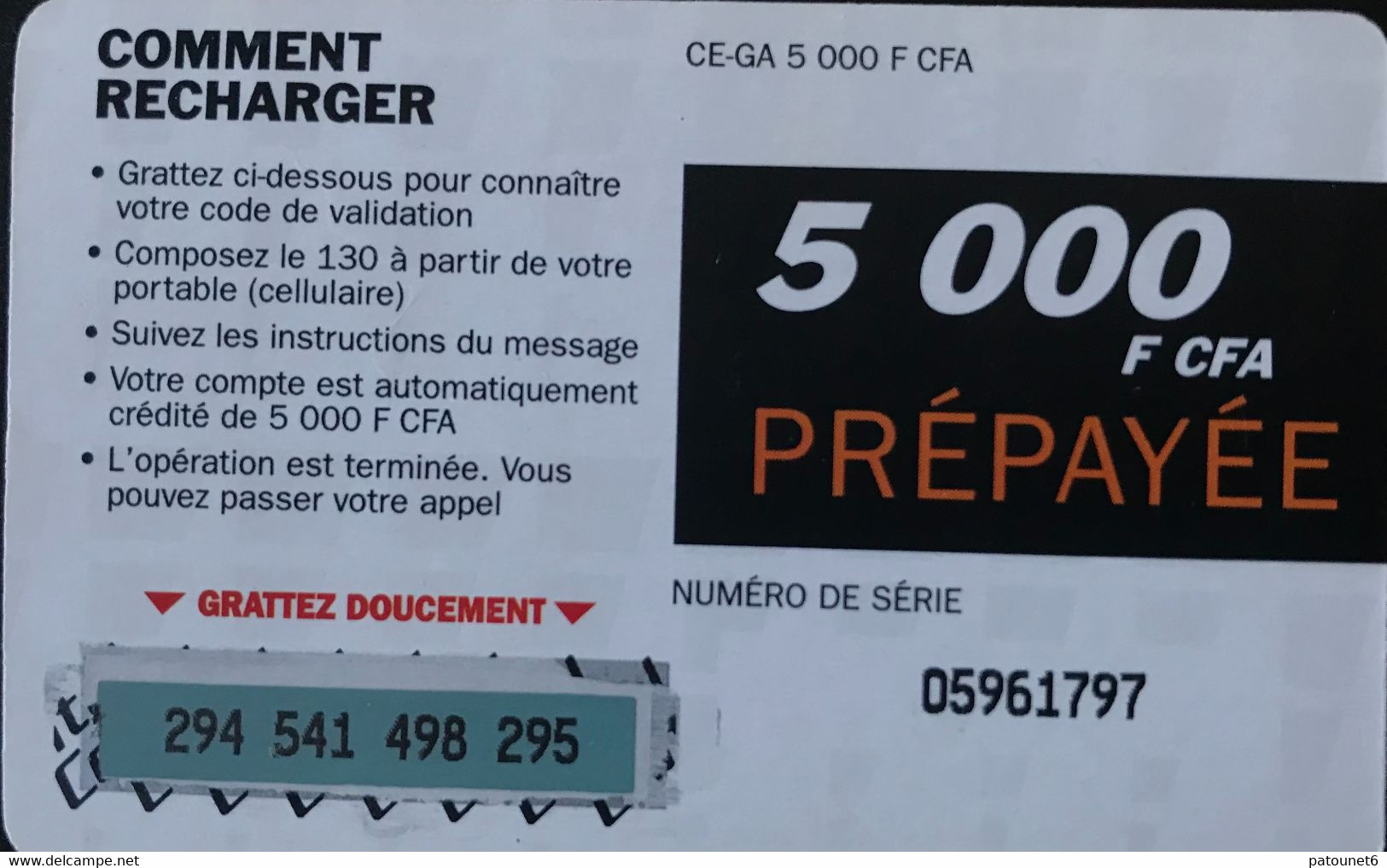 GABON  -  Prepaid  -  Celtel  -  5.000 F CFA - Gabon