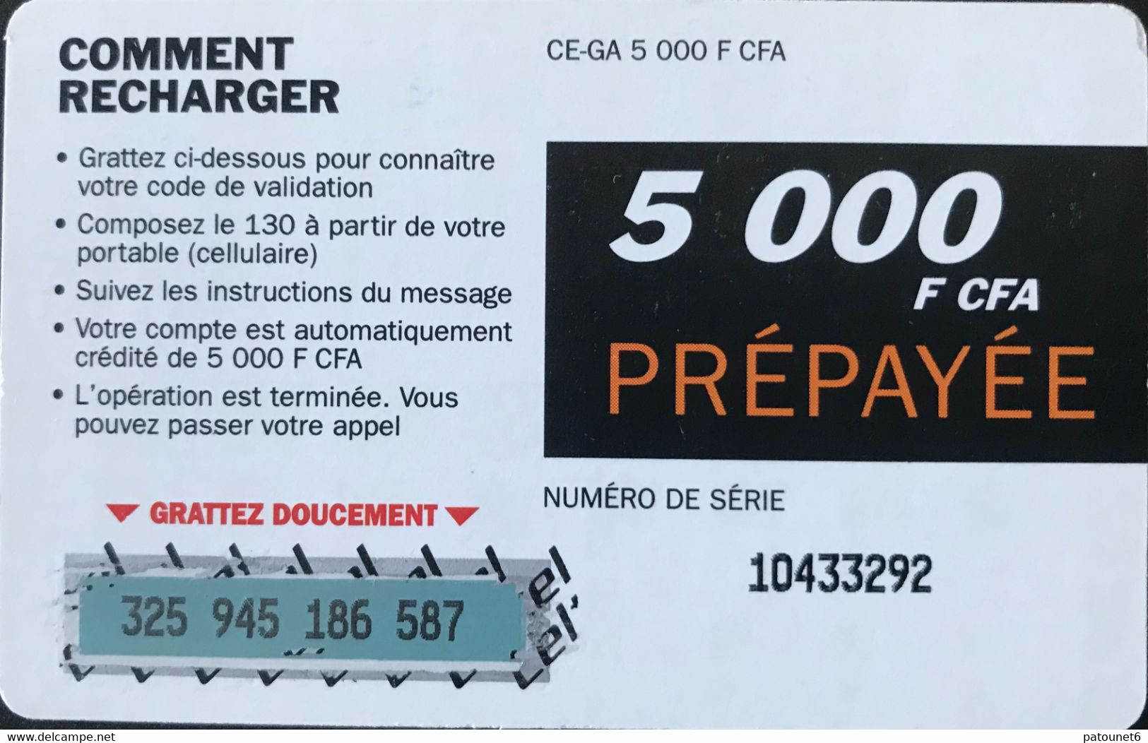 GABON  -  Prepaid  -  Celtel  -  5.000 F CFA - Gabon