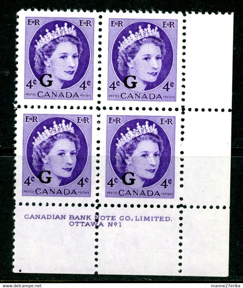 -Canada-1955- "Queen Elisabeth II"  MNH **  Overprinted 'G' - Aufdrucksausgaben