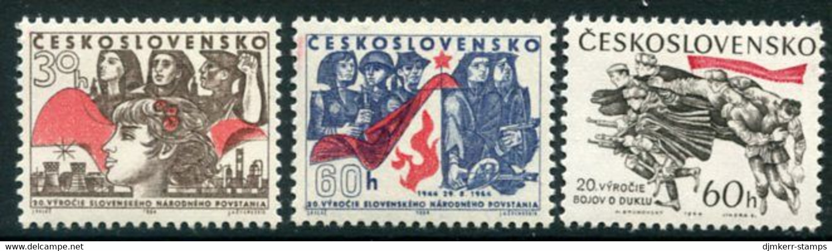 CZECHOSLOVAKIA 1964 Slovak National Rising And Battle Of Dukla MNH / **.  Michel 1483-85 - Unused Stamps