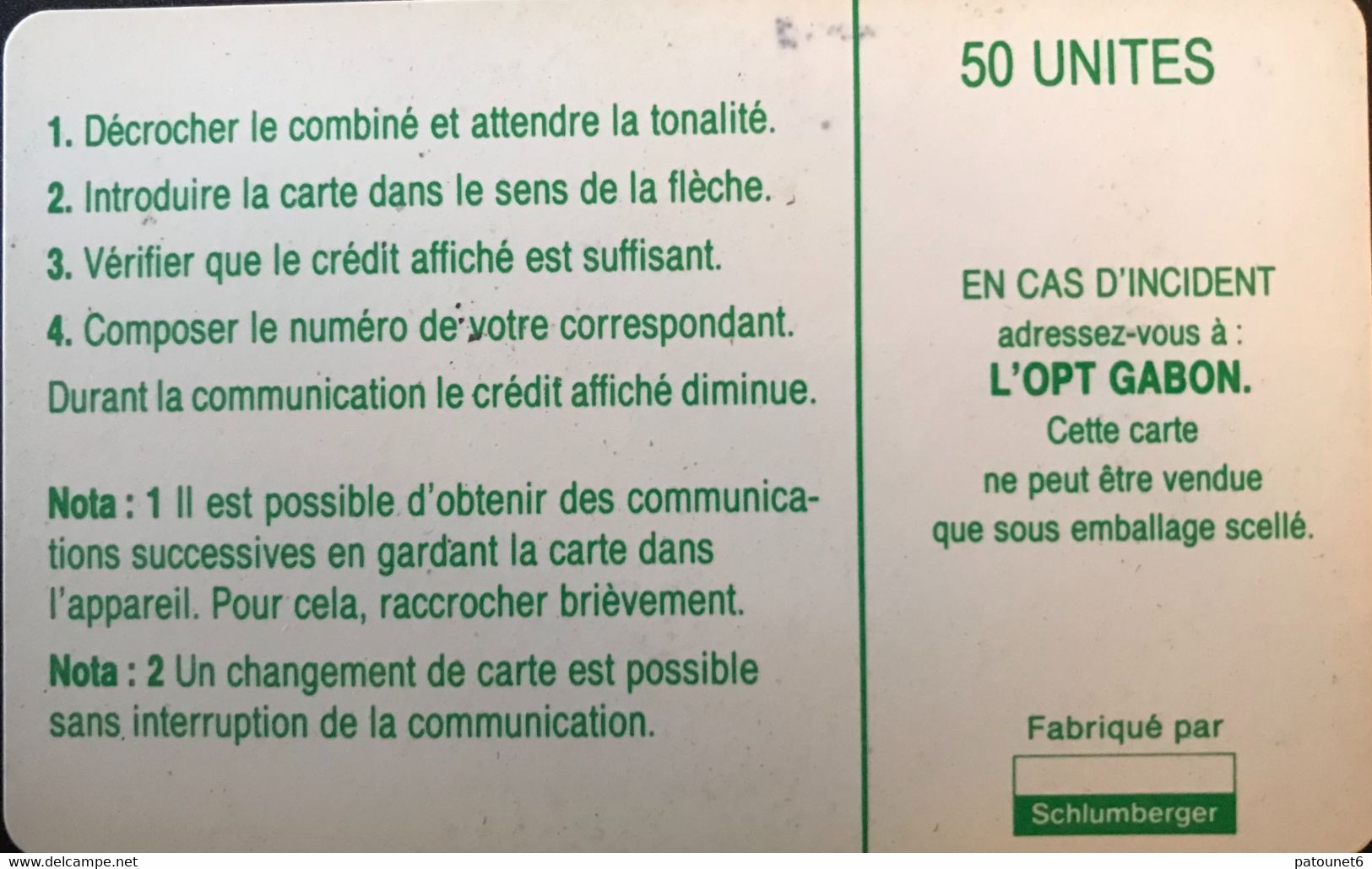 GABON  -  Phonecard  -  Nouveau Plan De Numérotage  -  SC 7  -  50 UNITES  -  No Control Number - Gabon
