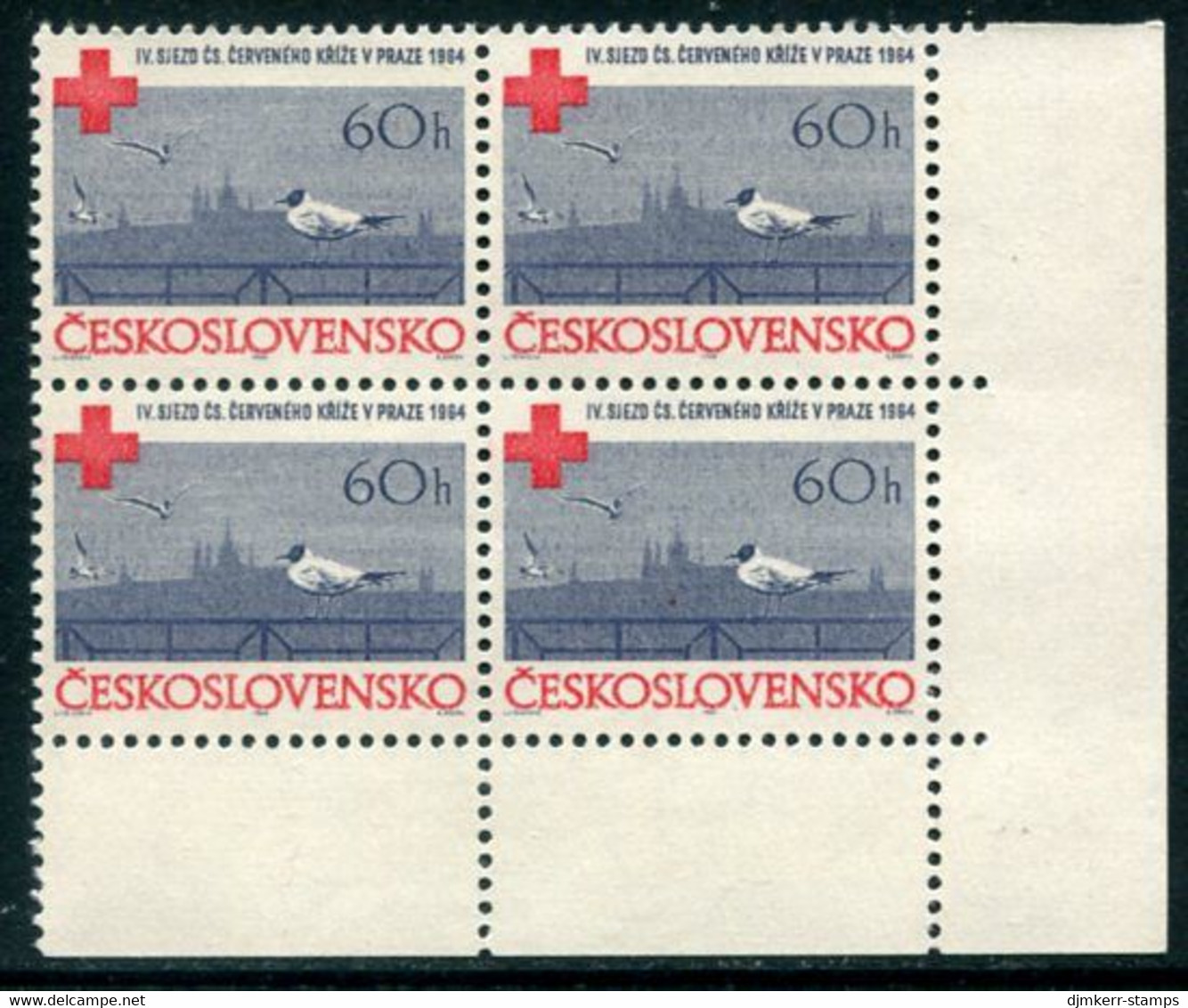 CZECHOSLOVAKIA 1964 Red Cross Congress Block Of 4 MNH / **.  Michel 1481 - Ongebruikt