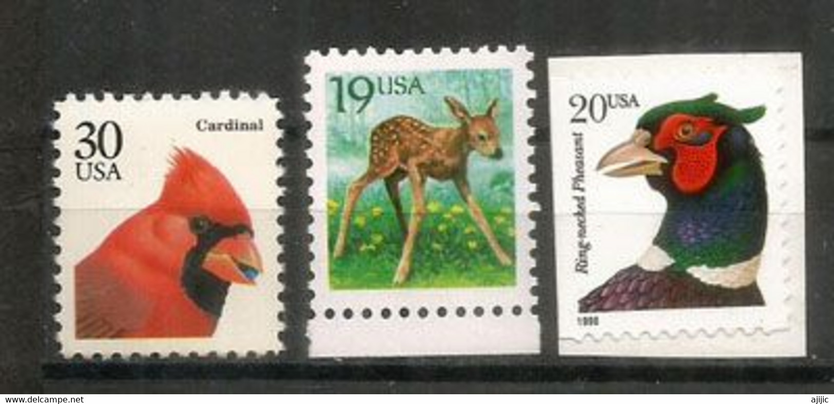 FAUNA. Faisan De Colchide,Oiseau Cardinal Rouge,Faon.    3 Timbres Neufs ** - Neufs