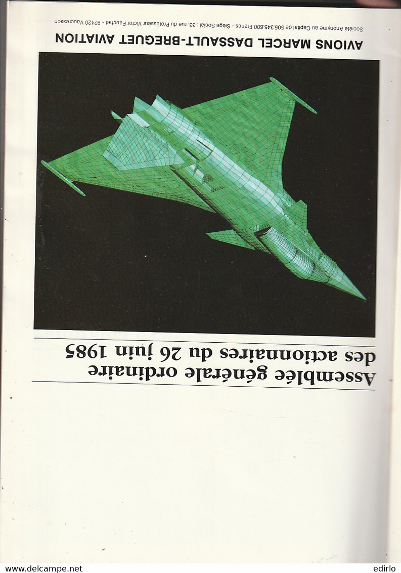 ***  AVIATION  ***   Bilan Exercice 1984 - Assemblée Générale 1985 - Plusieurs Pages De Compte Et Photos  (44 Pages) - Werbung