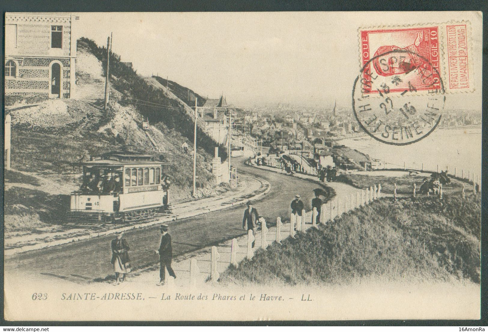 10centimes Pellens Obl. Sc LE HAVRE (SPECIAL) Sur C.V  (Sainte-Adresse  La Route Des Phares) Du 22-4-1916 Vers Echteld ( - Otros & Sin Clasificación