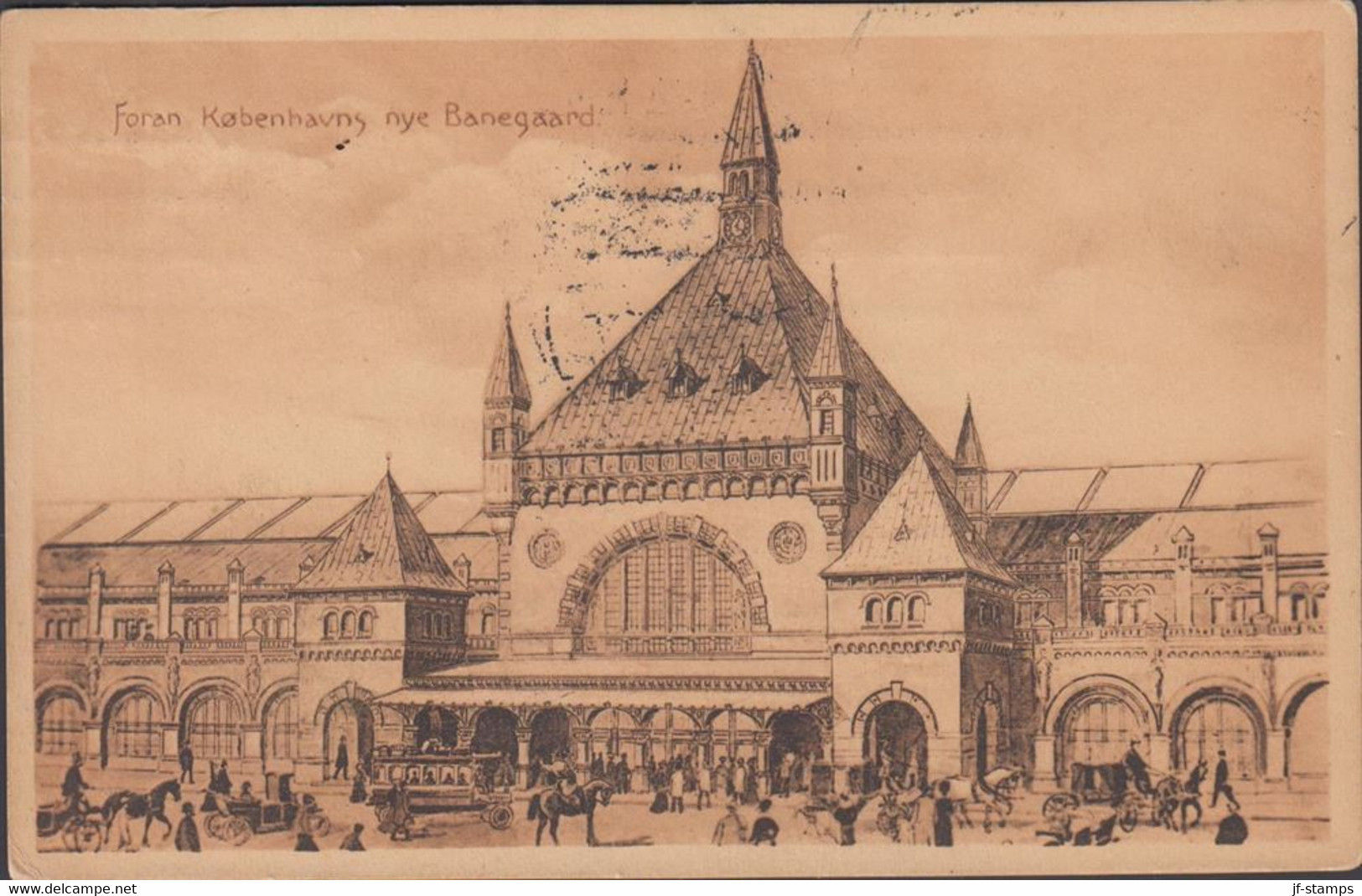 1912. DANMARK. Postcard Foran Københavns Nye Banegaard, Cancelled KJØBENHAVN 17.8.12. 5 øre.  (Michel 63) - JF425607 - Cartas & Documentos