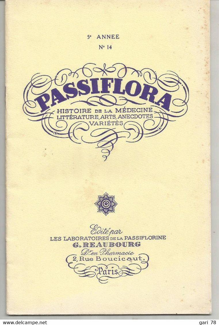 PASSIFLORA  5e Année N°14  Histoire De La Médecine, Littérature, Arts, Anecdotes, Variété - Medicine & Health