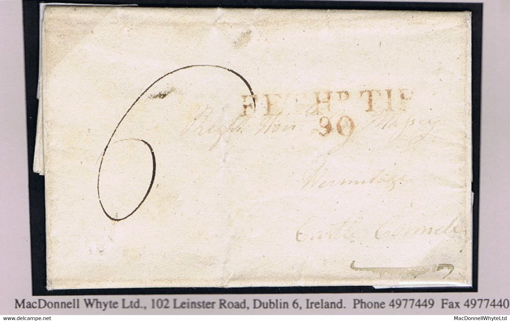 Ireland Tipperary Limerick 1808 Letter Fethard To Castleconnell Abbreviated FETHD TIP/90 Town Mileage Mark, Crosspost - Prefilatelia