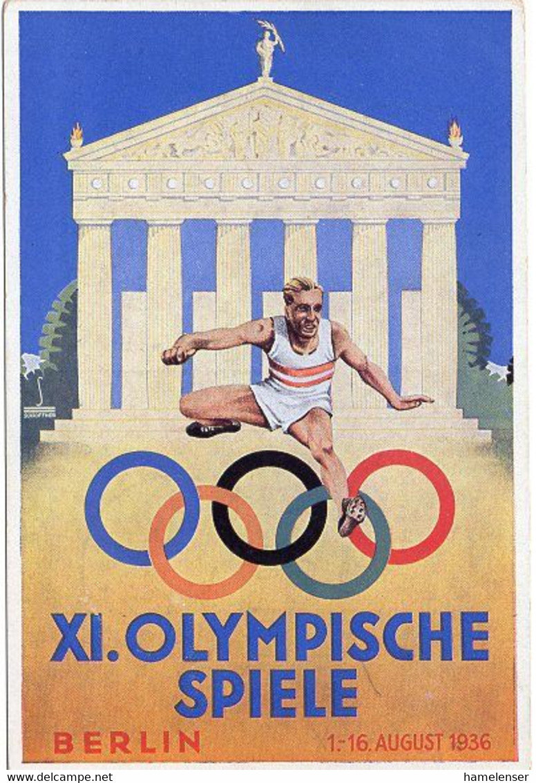 49940 - Deutsches Reich - 1936 - 6Pfg. Sommerolympiade EF A. Oesterr. AnsKte BERLIN OLYMPIA-STADION -> Goettingen - Zomer 1936: Berlijn