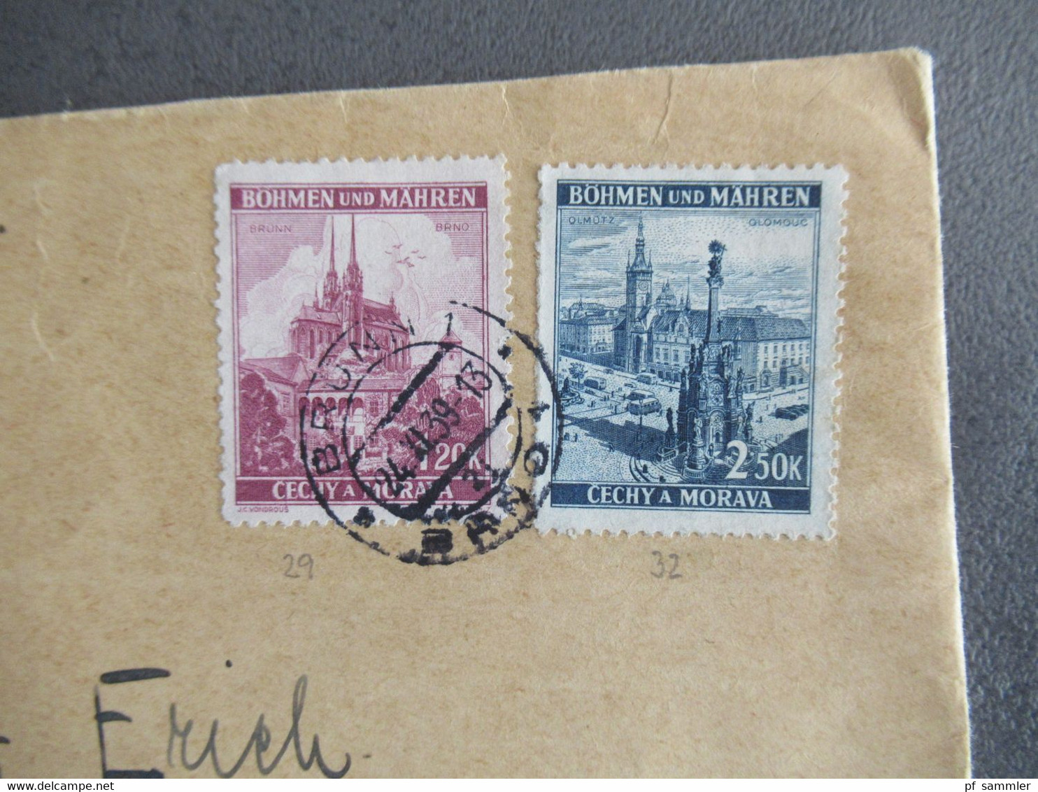 Böhmen Und Mähren 1939 MiF Einschreiben Brno 1 - Düsseldorf Mit Stempel L2 Empf. Grafenberger Allee Dssd. 1 Unbekannt - Covers & Documents