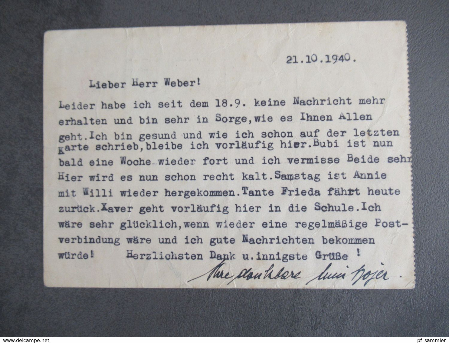 Böhmen Und Mähren 28.10.1940 Nr.30 EF Fern PK In Die Schweiz Mit OKW Zensurstempel / Mehrfachzensur - Briefe U. Dokumente