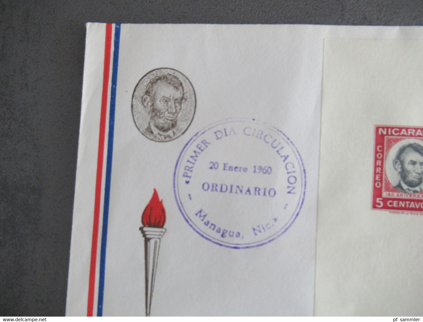 Nicaragua 1960 Abraham Lincoln Block / Sonderbelege mit Stempel Managua Primer Dia Circulacion / FDC