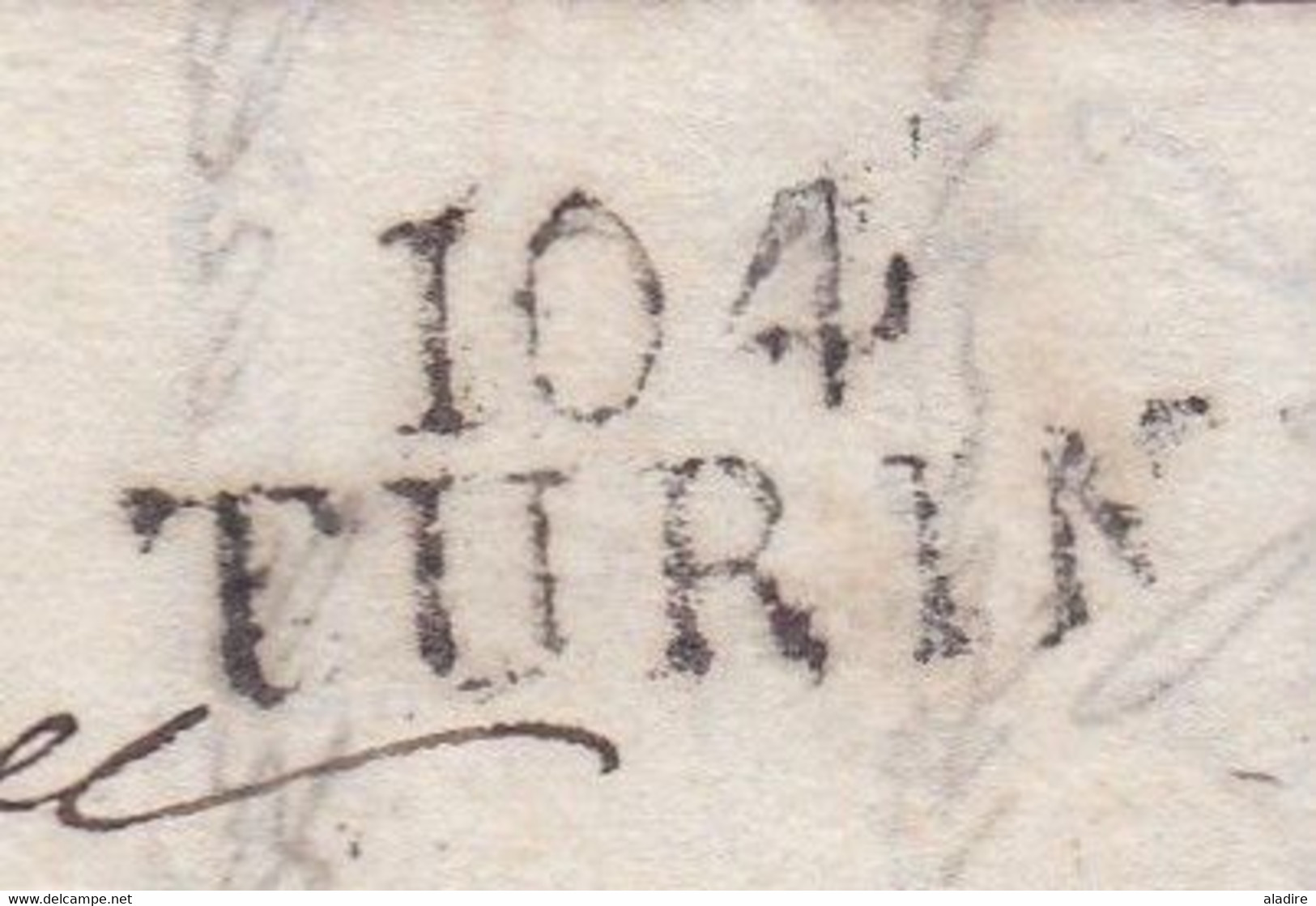1810 - Marque Postale 104 TURIN Torino Sur LAC En Italien Vers ALEXANDRIE, Département Conquis De MARENGO - 1792-1815: Départements Conquis