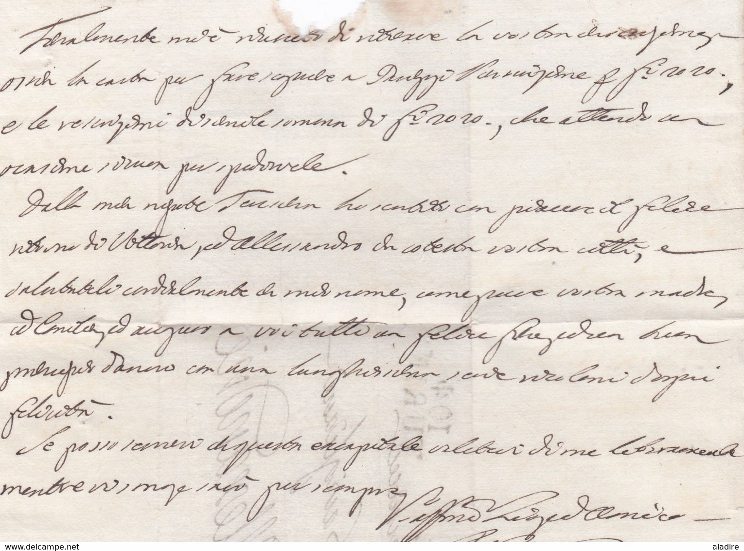 1810 - Marque postale 104 TURIN Torino sur LAC en italien vers ALEXANDRIE, département conquis de MARENGO