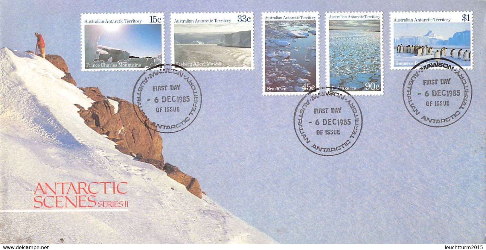 AUSTRALIAN ANTARCTIC TERR. - FDC 1985 SCENES II Mi #64, 67, 68, 71, 72 / QC209 - FDC