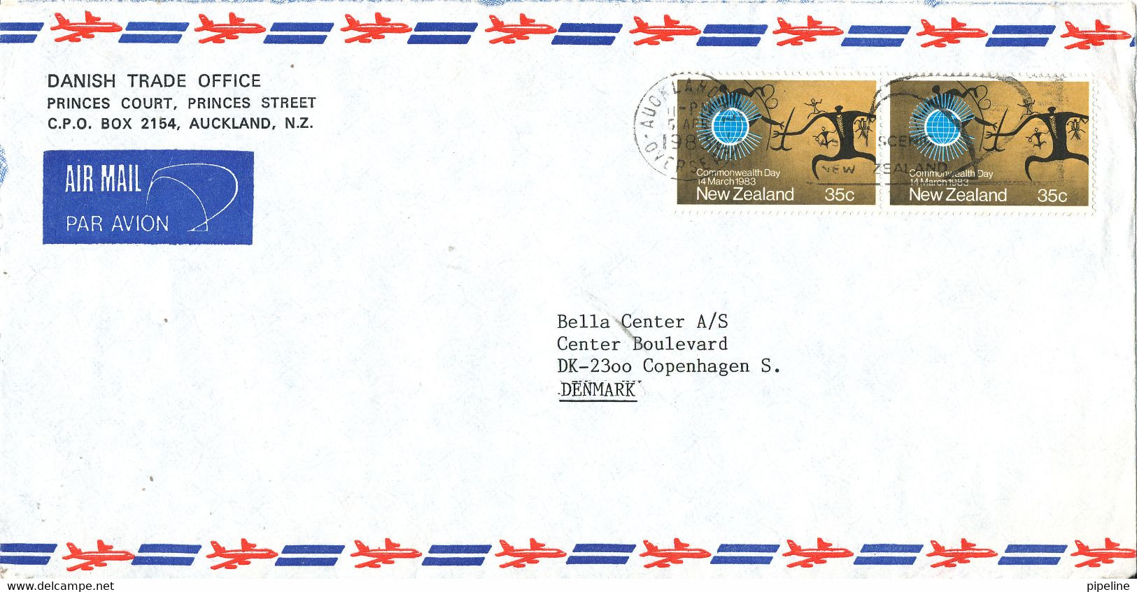 New Zealand Air Mail Cover Sent To Denmark 5-4-1983 - Luftpost