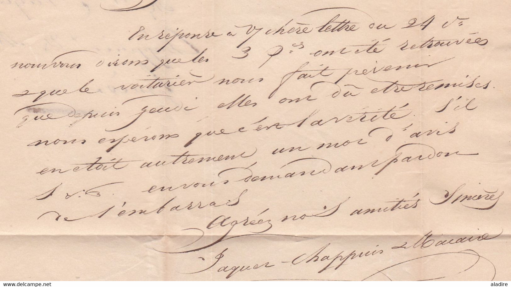 1835 - Marque postale GENEVE sur lettre pliée avec correspondance en français vers Chambery, royaume de Savoie