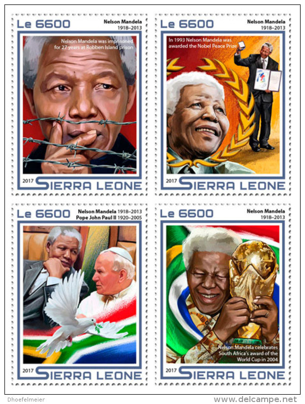 SIERRA LEONE 2017 ** Football WM South Africa Nelson Mandela 4v - IMPERFORATED - DH1724 - 2010 – South Africa