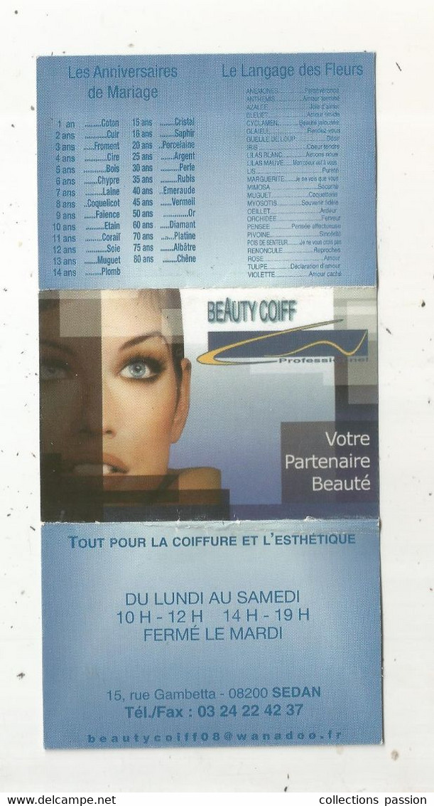 Calendrier, 2008, Coiffure Et Esthétique ,BEAUTY COIFF, 08, SEDAN, 6 Pages  2 Scans - Small : 2001-...