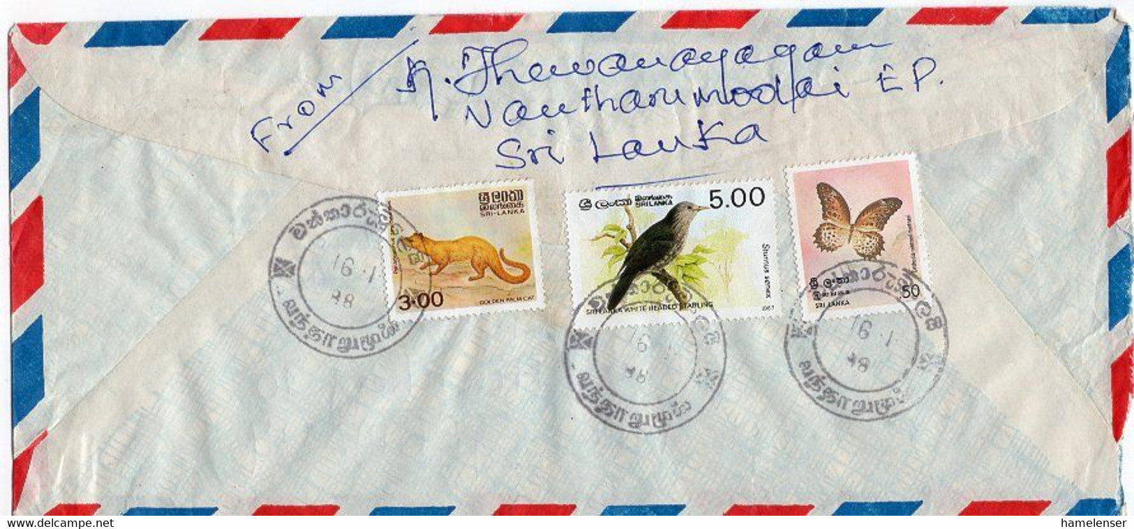 L30813 - Sri Lanke - 1988 - MiF A. Lp.Bf. Nach Westdeutschland - Sri Lanka (Ceylan) (1948-...)