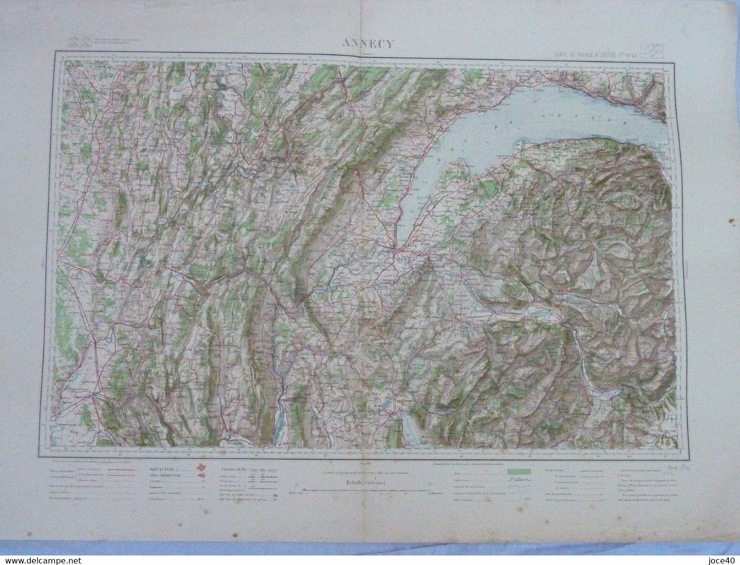 Carte De France Au 1/200 000, (style Type 1912) Feuille 48 ANNECY - Couleur - Carte Topografiche